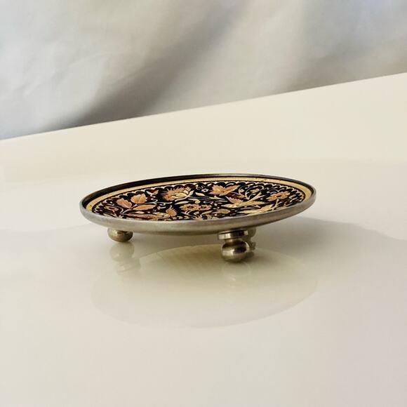 Damascene Birds of Paradise Collectible Dish - Picture 2 of 5